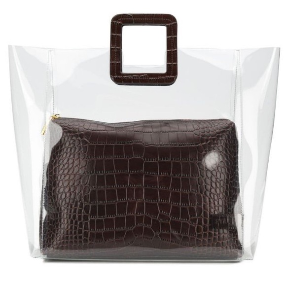 STAUD Large Shirley Bag Clear/Brown Croc Embossed - Picture 8 of 8